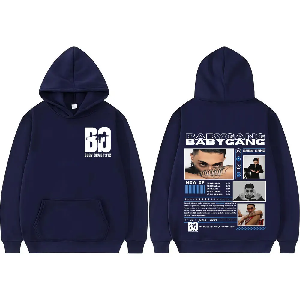 مغني الراب الطفل عصابة ألبوم جولة 2025 غطاء الجرافيك البلوز الرجال النساء الهيب هوب هوديي غير رسمي جودة عالية الراحة المتضخم هوديس