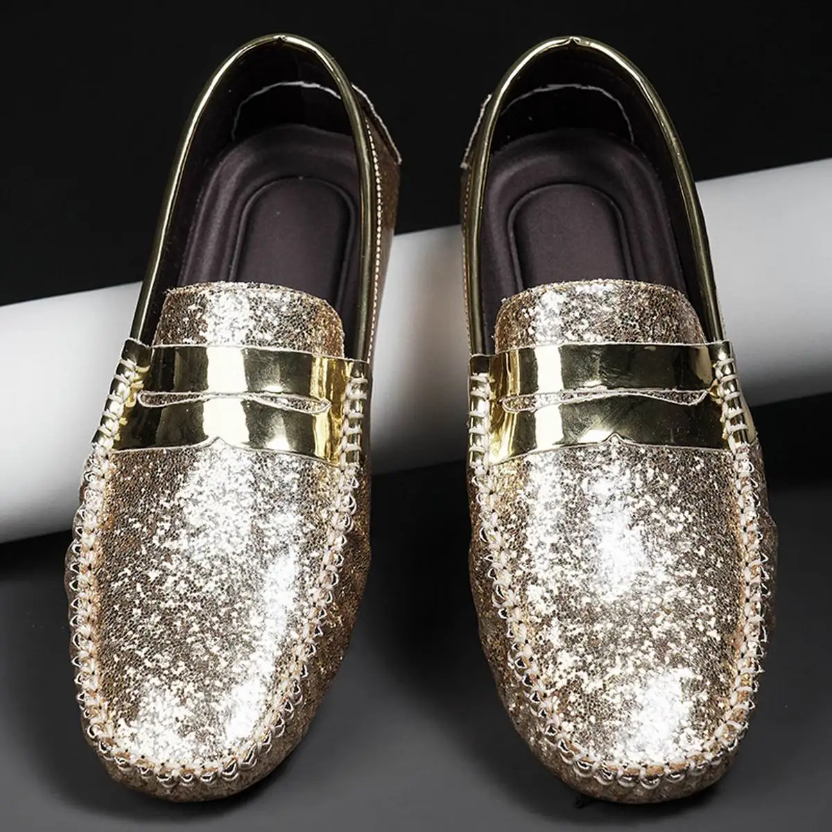 Loafers Heren Handgemaakte kunstleren loafers voor heren Casual rijschoenen Comfortabele luie gouden luxe herenloaferschoenen