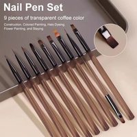9PCS Professional Nail Art Brush Set for UV Gel & Acrylic - Liner, Detailing, Dotting Tools for DIY Manicure Design