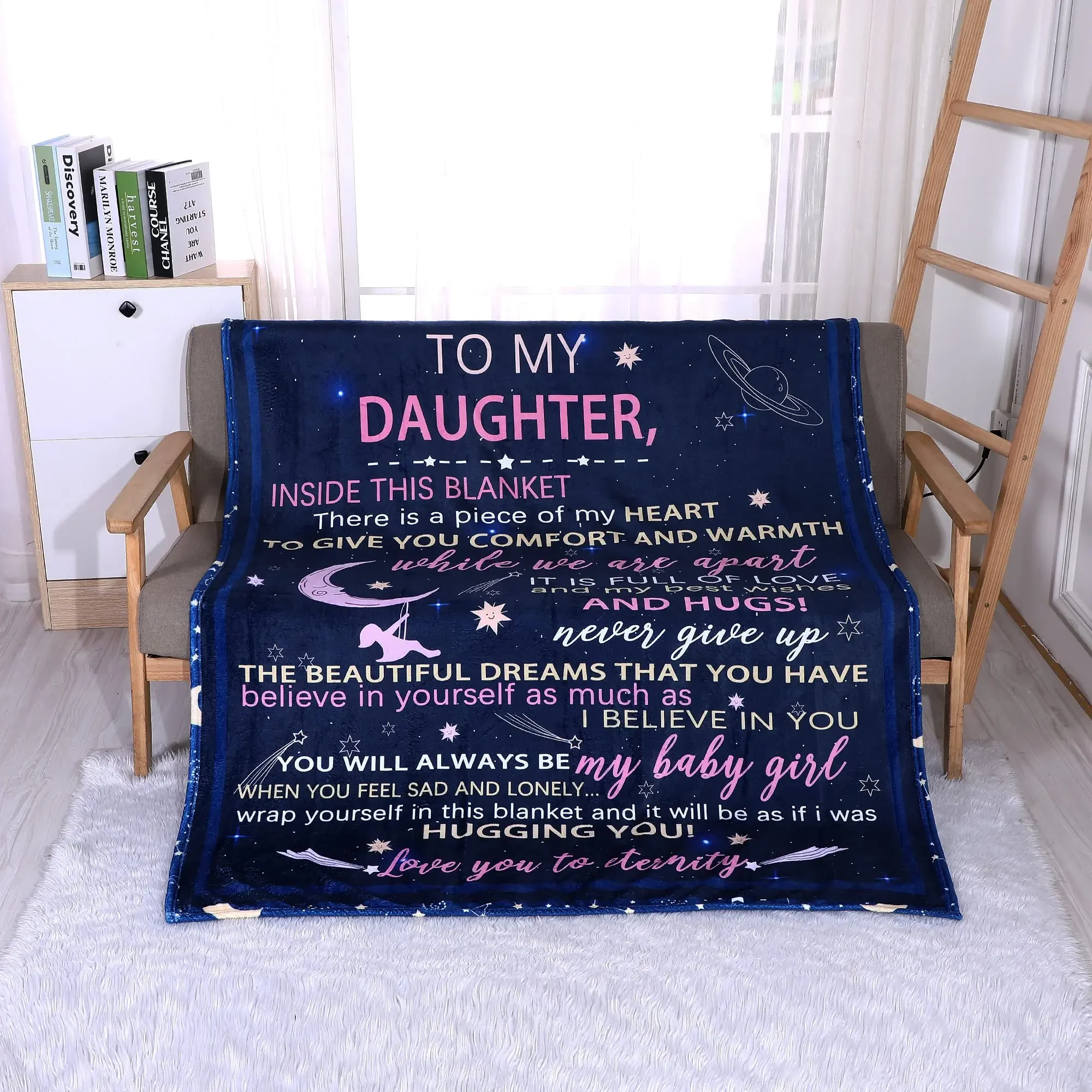 Warm Monogrammed Blanket for Daughter from Mom and Dad, Birthday Gifts for Daughter from Mom and Dad, Valentine's Day Gifts