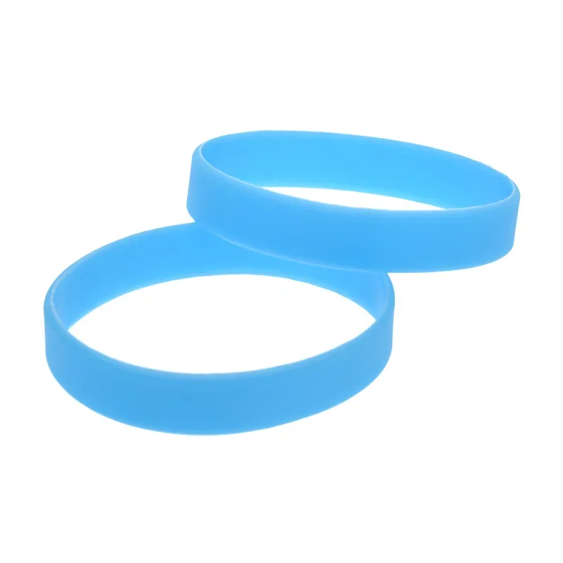 50 Pcs Blue Plain Band Silicone Bracelet for Night Runner Glow in Dark Youth Size