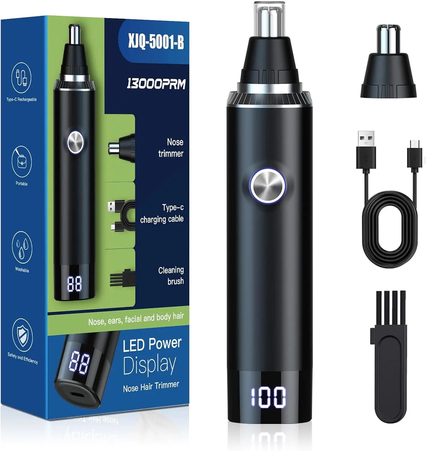 

Ear and Nose Hair Trimmer for Men, 2025 Rechargeable Eyebrow & Facial Trimmer, 13,000 RPM, IPX7 Waterproof