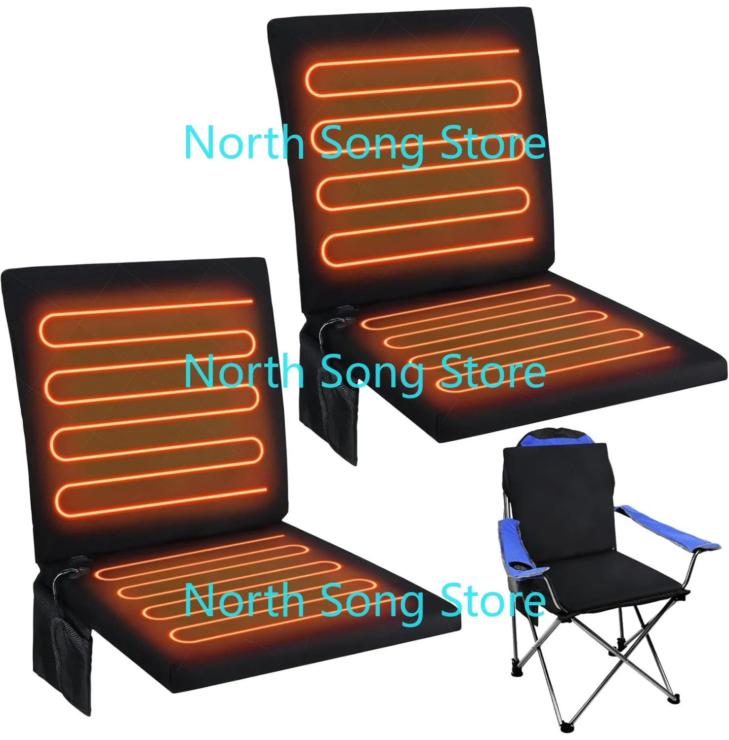 

Portable Heated Seat Cushion for Bleachers Foldable Heating Cushion 3 Mode Adjustable Heated, Power Bank Not Included