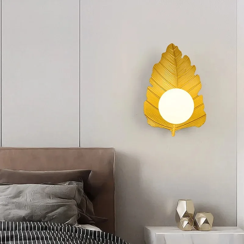 

Modern Wall Lamp Leaf Bedroom Background Lighting Creative Hotel Living Room Study Light Luxury Wall Decoration Wall Light