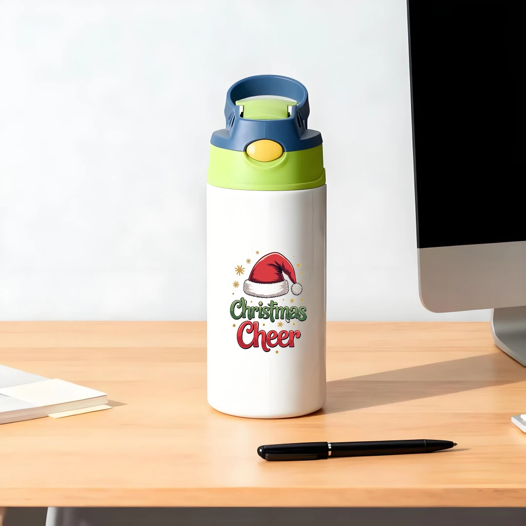 Термочашка из нержавеющей стали 304 + мультяшная рождественская шляпа, соломенная чашка + рождественская детская чашка Cheer - незаменимый рождественский подарок