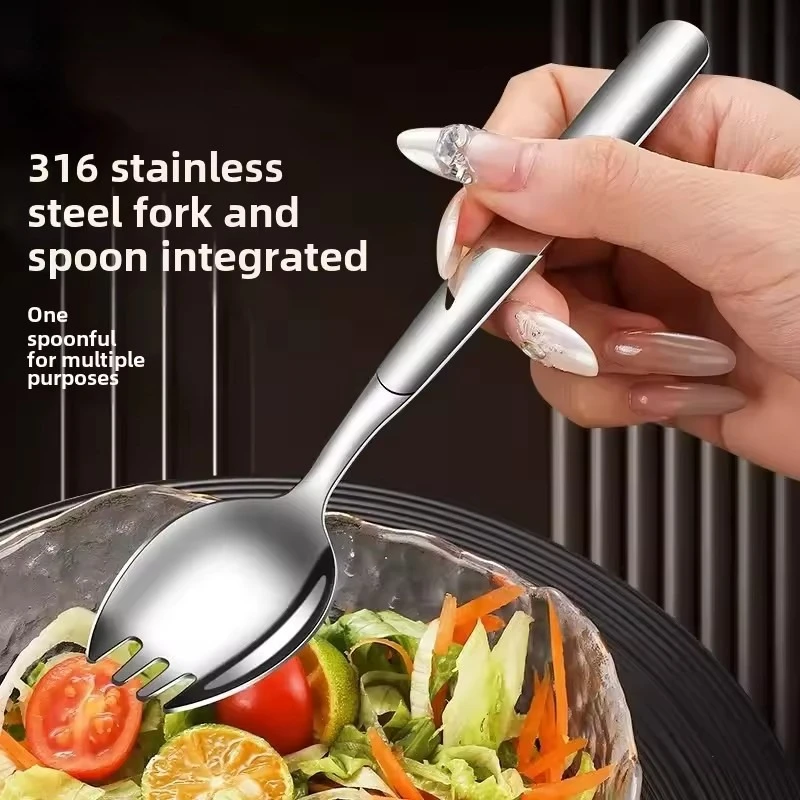 

316 Stainless Steel Portable Tableware, CHILDREN'S Tableware, Dessert Tableware, Spoon and Fork Combination Spoon and Fork Set