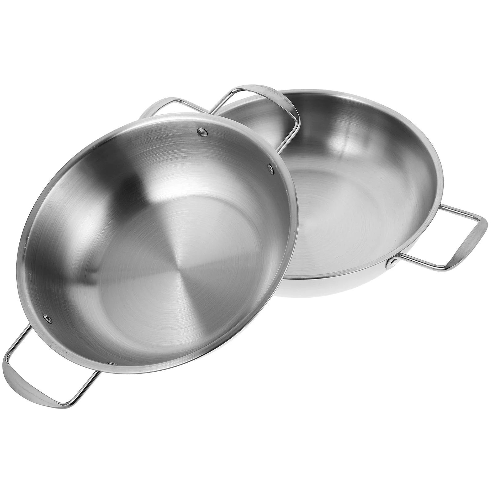 Stainless Steel Griddle Noodle Pot Frying Pan Home Cooking Wok Kitchen Accessory Flat Skillet