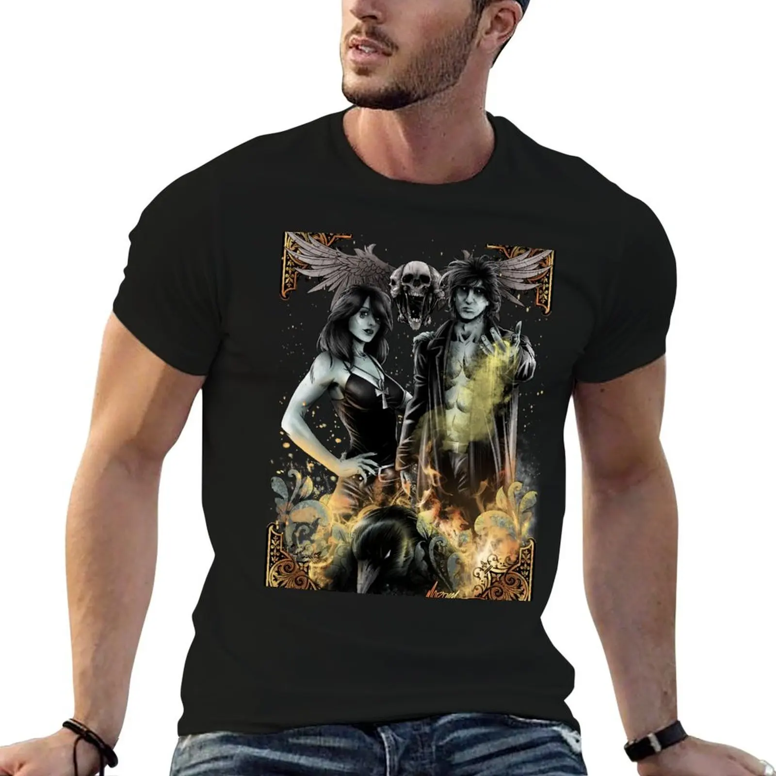 

SANDMAN - MORPHEUS AND DEATH T-Shirt t shirts for man pack white man t shirt cotton high quality T-Shirt