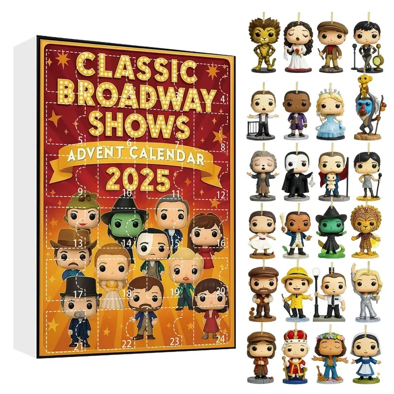 

2025 Broadway Musical Blind Box 24-Day Countdown Calendar Signs Musical Characters, Collectibles Gift Box