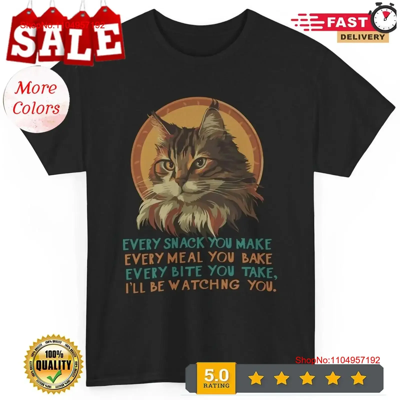 Every Snack You Make I'll Be Watching Maine Coon T shirt Funny Cat vintage Washed Slightly fashion Unisex graphic Versatile