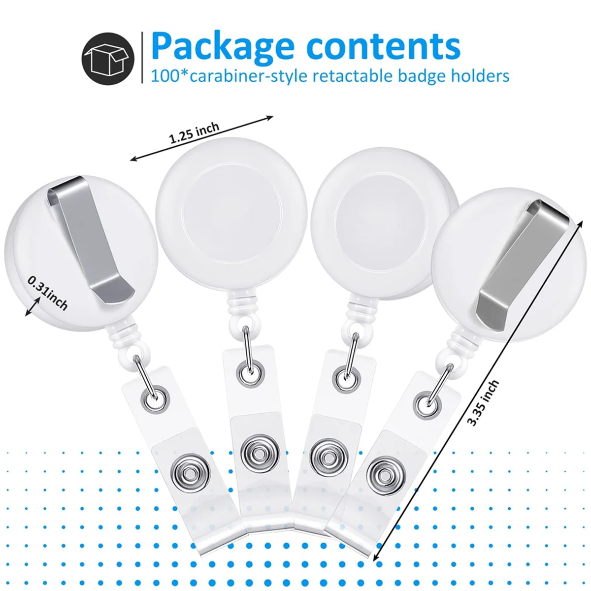 Gfc-100 PCS Clips de carrete de insignia retráctiles Carrete de soporte de tarjeta de identificación con clip de cinturón de metal para colgar tarjetas llaveros,C