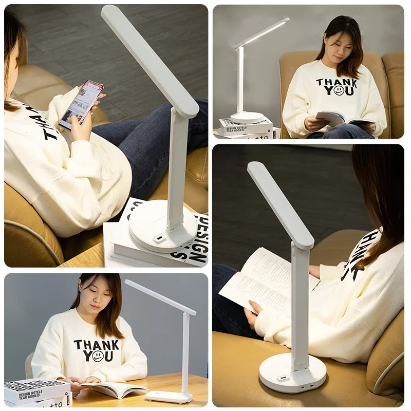 Petite lampe de table de chevet à prise aste LED, utilisation pour les touristes, bureau de dortoir universitaire, protection des yeux pour enfants, étude, chambre à coucher