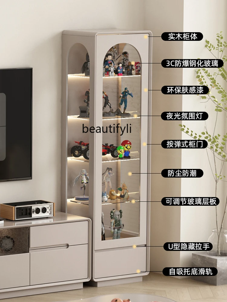 Transparent Glass Door Dustproof Hand-Made Model Display Cabinet Solid Wood Living Room Display Storage Wine Cabinet Home