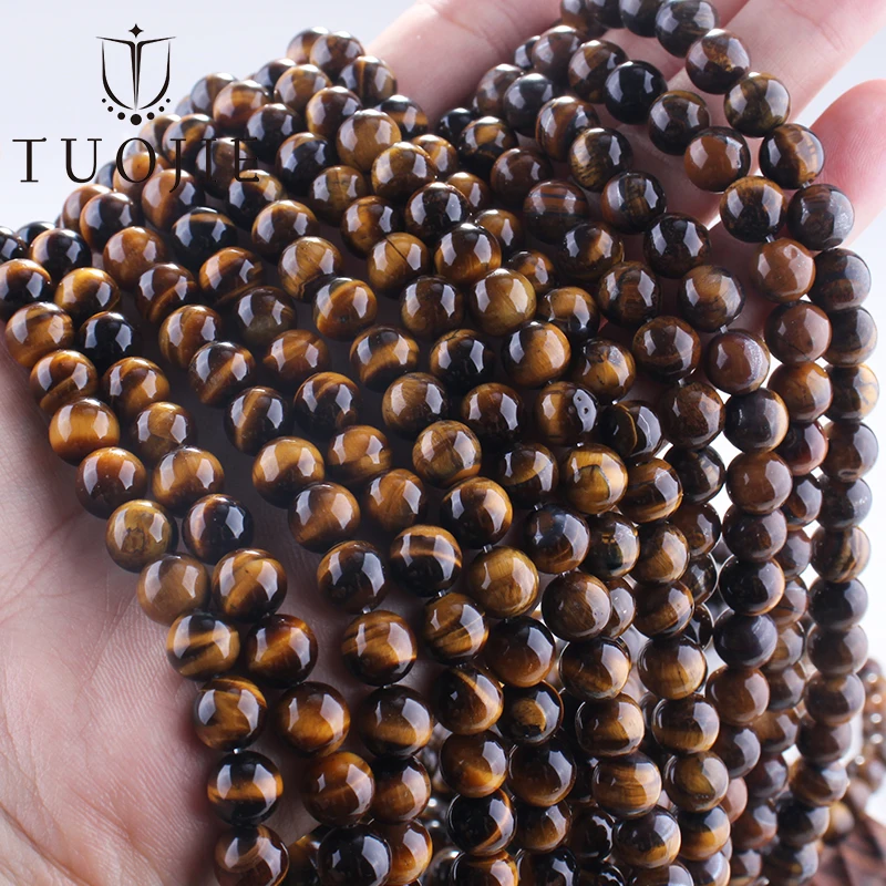

Natural Tiger Eye Stone Bead Round Loose Smooth Yellow Tiger Beads 6 8 10mm For Jewelry Bracelet Necklace Making DIY Accessories
