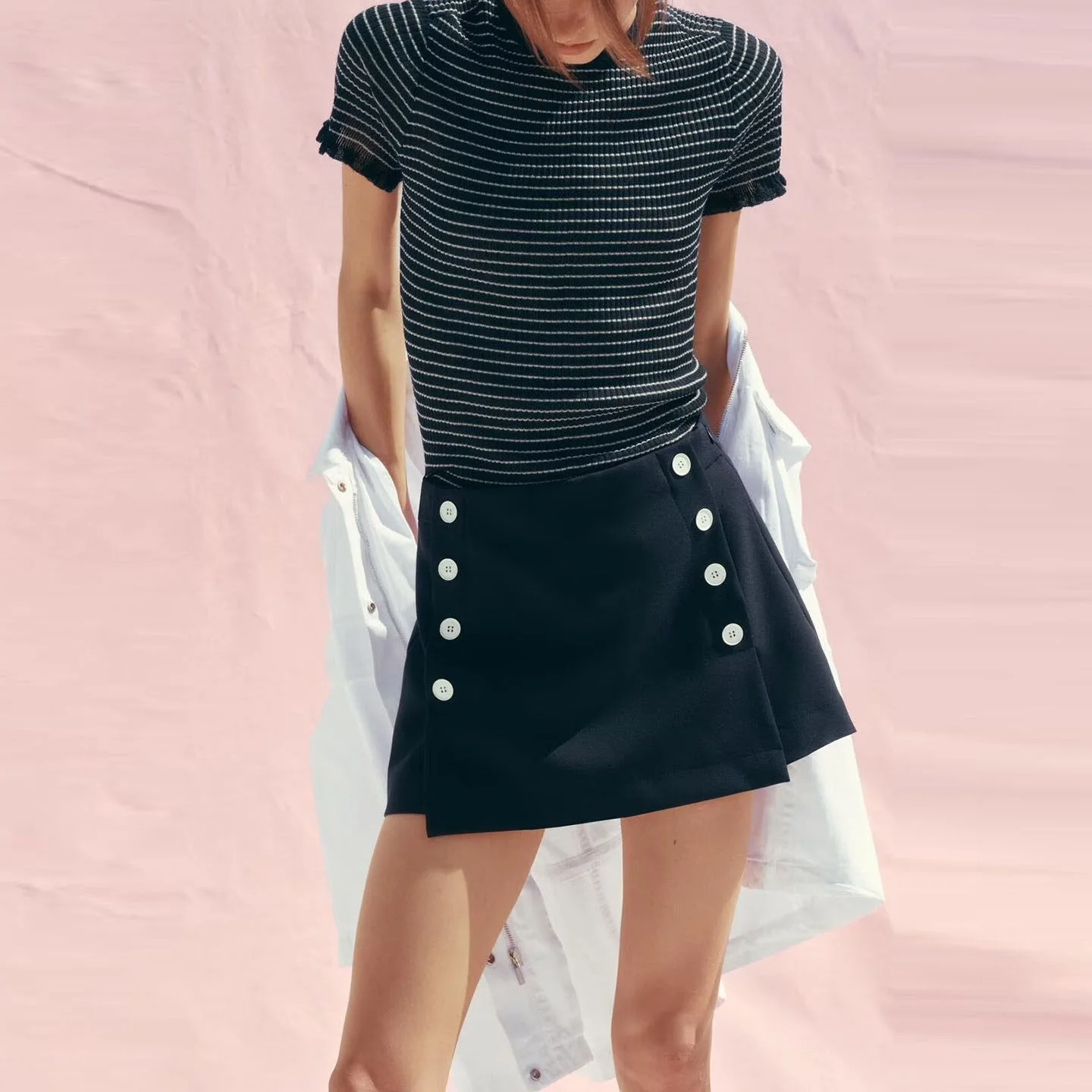 Fashionable Short Navy Style Skirt Pants Women's Clothing 2026 New Summer Multi-color Button Decorated Casual Wear
