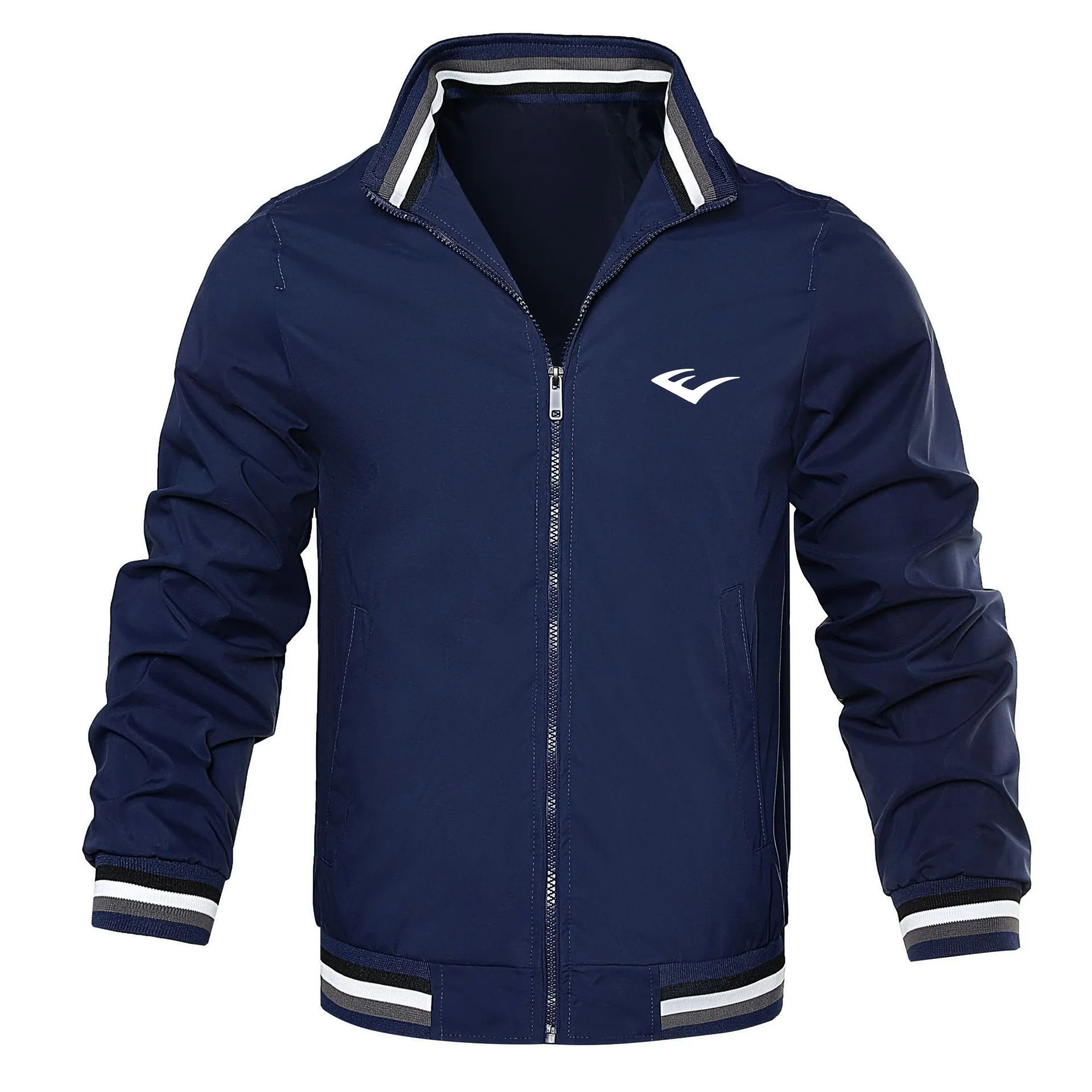 Men Casual Sports Jackets Zip Pocket Stand-up Collar Motorcycle Outdoors Windproof Clothing Classic Versatil Coats Spring Autumn