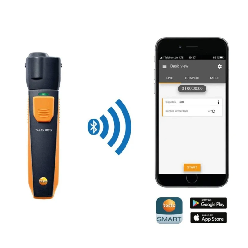 Bluetooth-Compatible Infrared Thermometer Testo 805i Reliable Tool for Wireless Temperature Detection 0560 1805