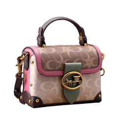 Bolsa de ombro quadrada pequena para mulher, bolsa tiracolo portátil, elegante rosa vermelha, simples, premium, tendência, nova, 2024