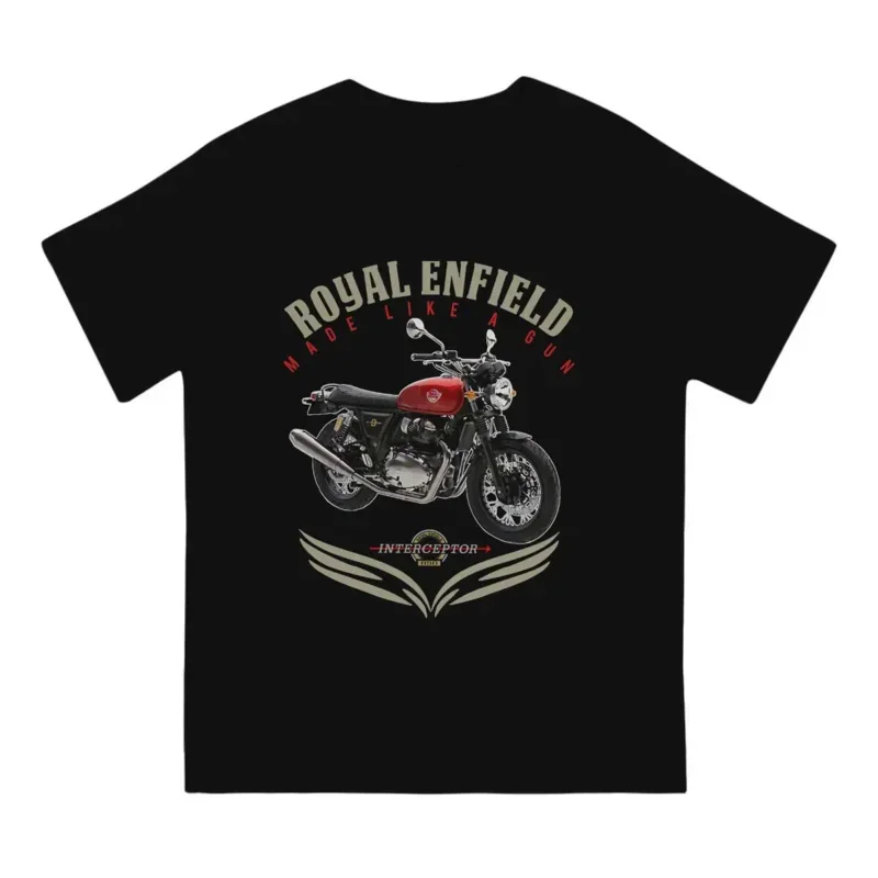 

Royal Enfields Interceptor Designs By Fashion Therapy T-Shirts for Men One of British Retro Motorcycles 100% Cotton T Shirt