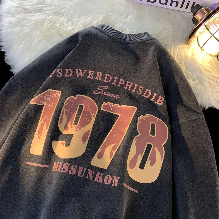 

Мужская толстовка American Style Heavyweight с длинным рукавом, свободного кроя, с круглым вырезом, на весну-осень