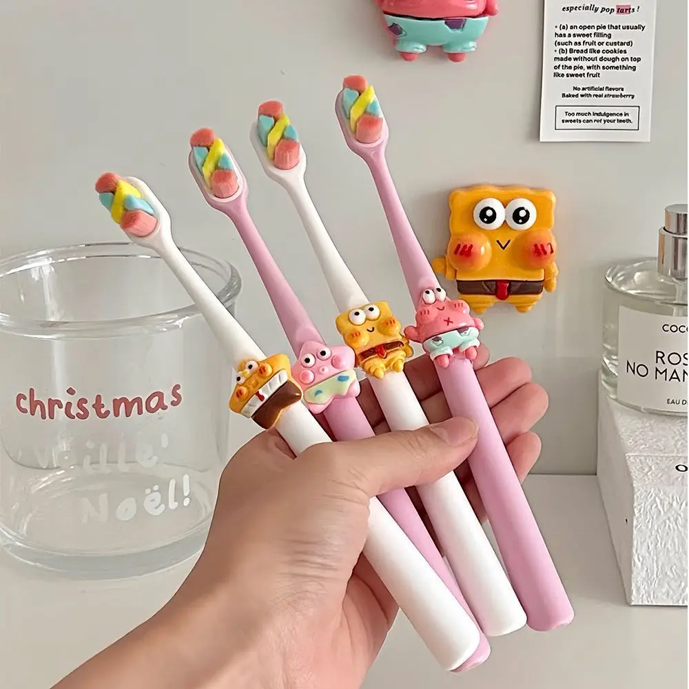 SpongeBob Soft Bristle Toothbrush Ultra-fine Floss Bristle Cartoon Handle Tooth Brush Deep Clean Oral Care for Adults and Teens