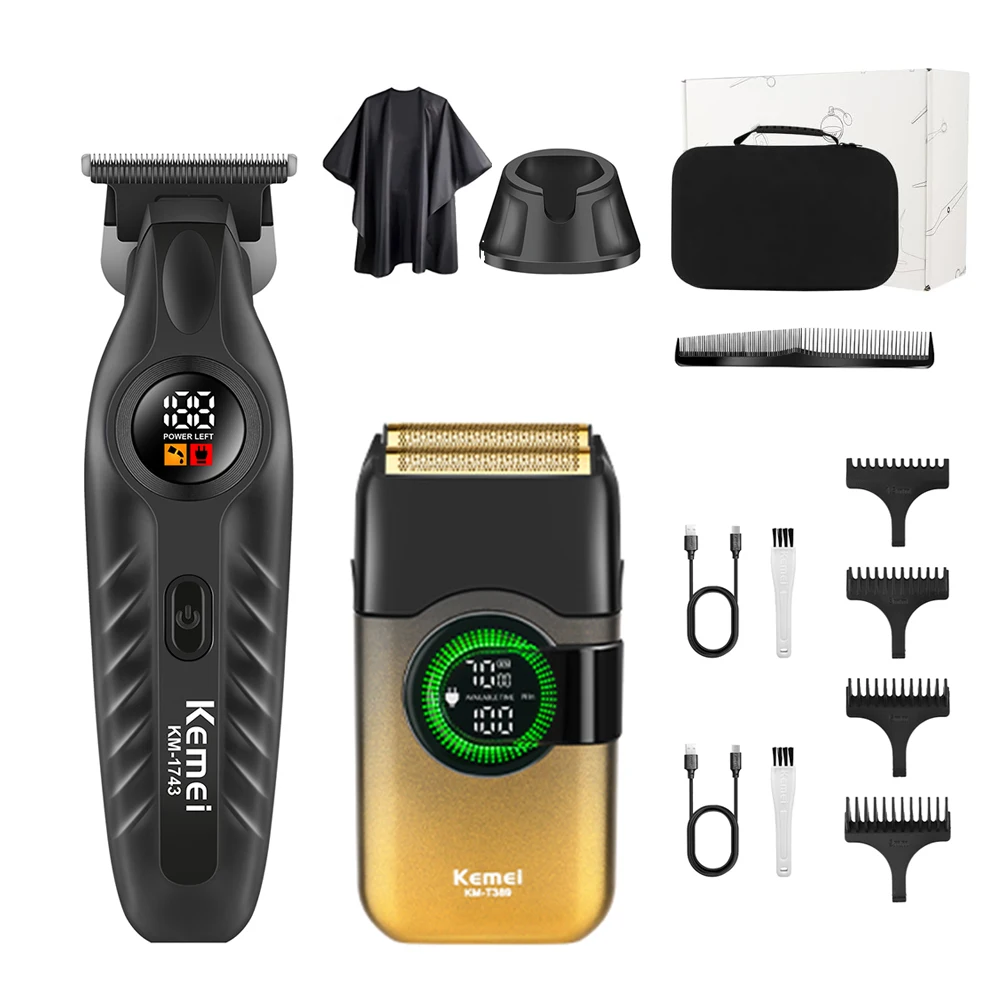 

KEMEI Original Cordless Combo Kit Hair Trimmer For Men Electric Washable Beard Hair Clipper Rechargeable Haircut Machine
