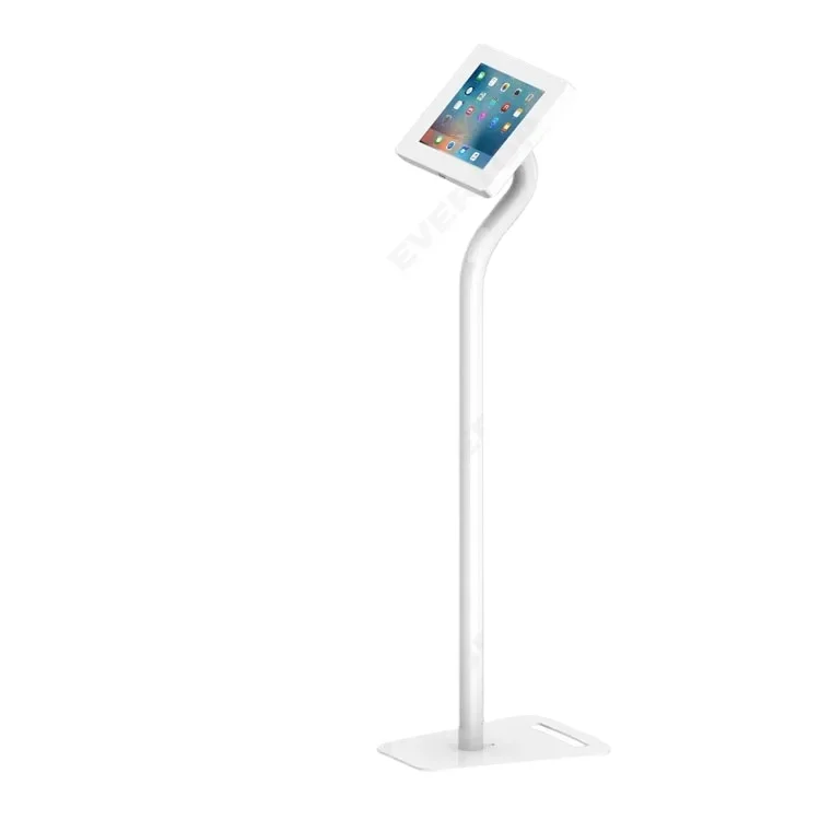 LSF02-C Stylish Gooseneck Locking Floor Tablet Kiosk Stand, Anti Theft Free Standing Display for IPad/Android Tablet PC Kiosk