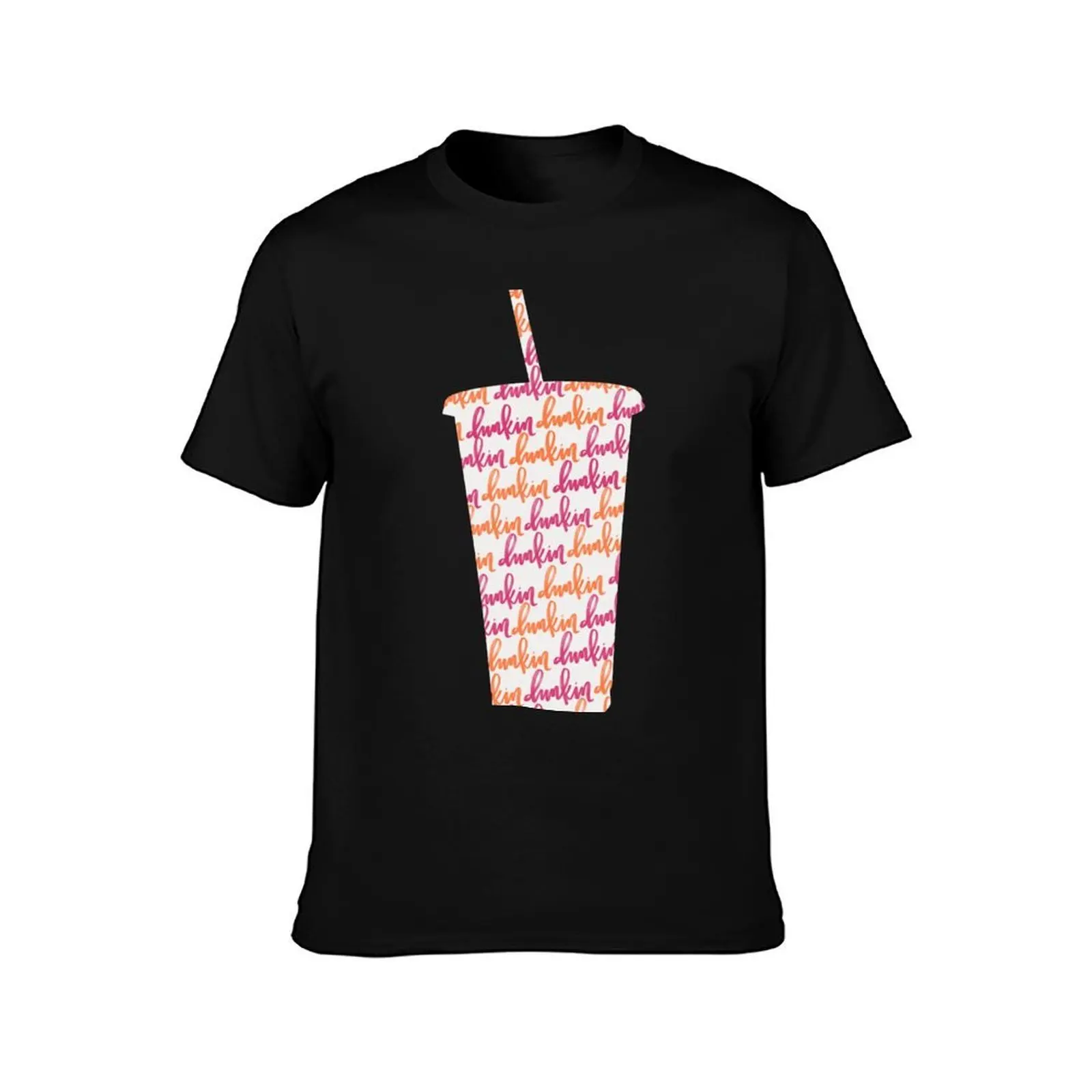 Dunkin’ Iced Coffee T-Shirt, Summer Casual Cotton Tee, Oversized Streetwear Tops, Vintage Graphic Print, Loose Fit Short Sleeve