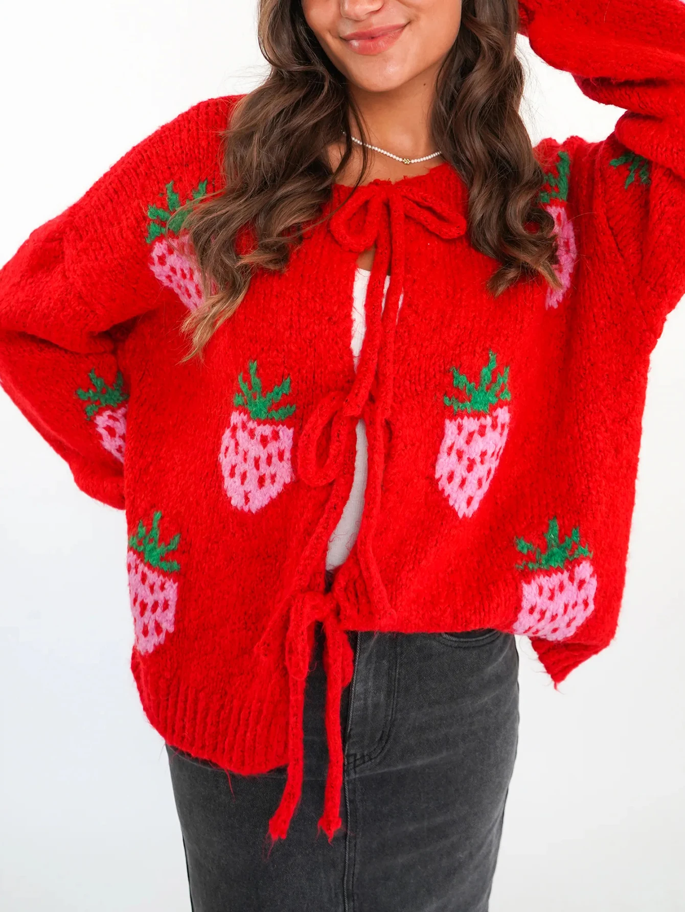 Cárdigan de manga larga con cuello redondo para mujer, ropa de otoño e invierno, decoración de botones, corte holgado, estilo de viaje, prendas de punto con frente abierto