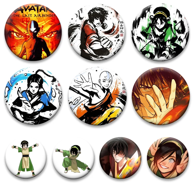 

32/44/50/58mm Anime Avatar The Last Airbender Brooches on Backpack Cartoon Badge Aang Katara Zuko Enamel Pins Jewelry Accessorie