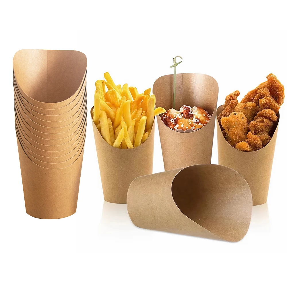 50pcs Disposable Paper Chip Cup French Fries Holder Charcuterie Cup cake Container DIY Baking Multifunctional Outdoor Paper Cup