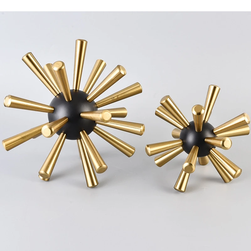 Metal Artifact Round Ball Prickly Abstract Geometric Ornaments Sea Urchin Figurine Home Decoration Accessories