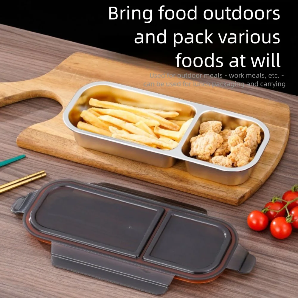 

2/3 Grids Stainless Steel Lunch Box Fresh-keeping Leak-proof Food Storage Container with Lid Microwave Safe Snack Box