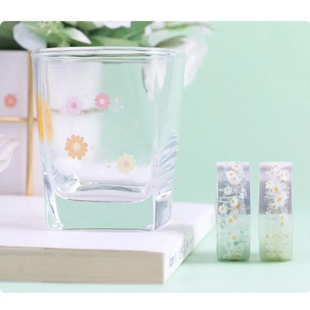 5 Rolls New Daisy Pattern Decorative Tape Cute Kawaii Masking Sticker Self-Adhesive Waterproof Stationery