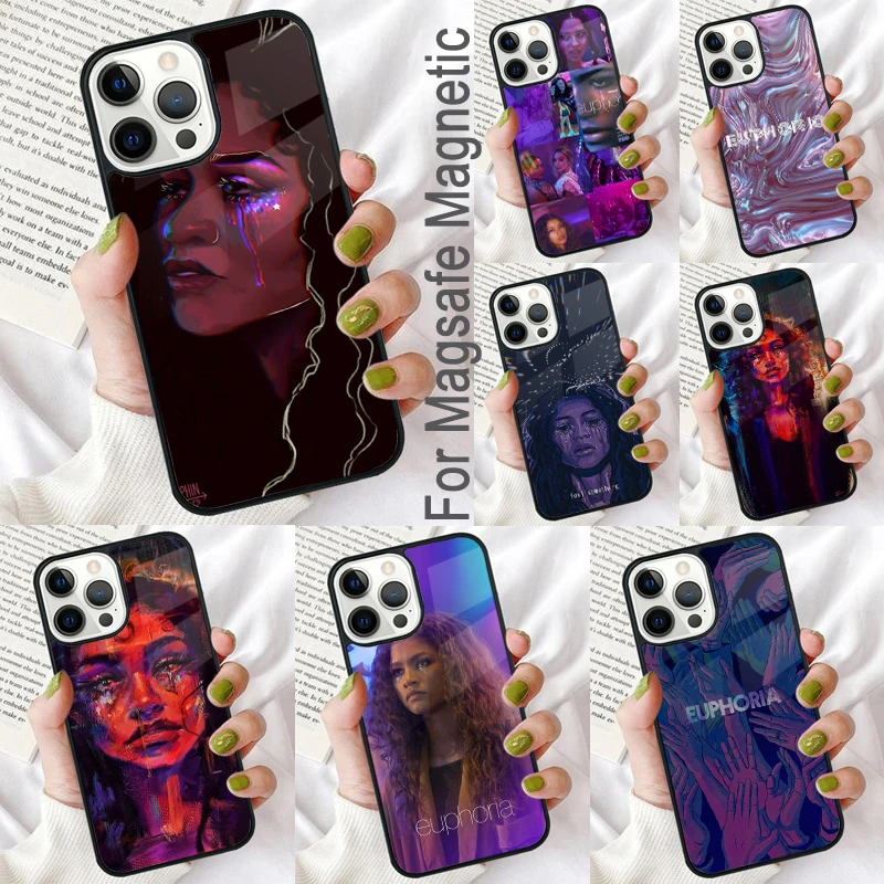 Euphoria Zendaya Coque de téléphone souple pour iPhone 17 Air 16e Pro max 15 Pro 13 14 Plus 11 12 Coque magnétique MagSafe