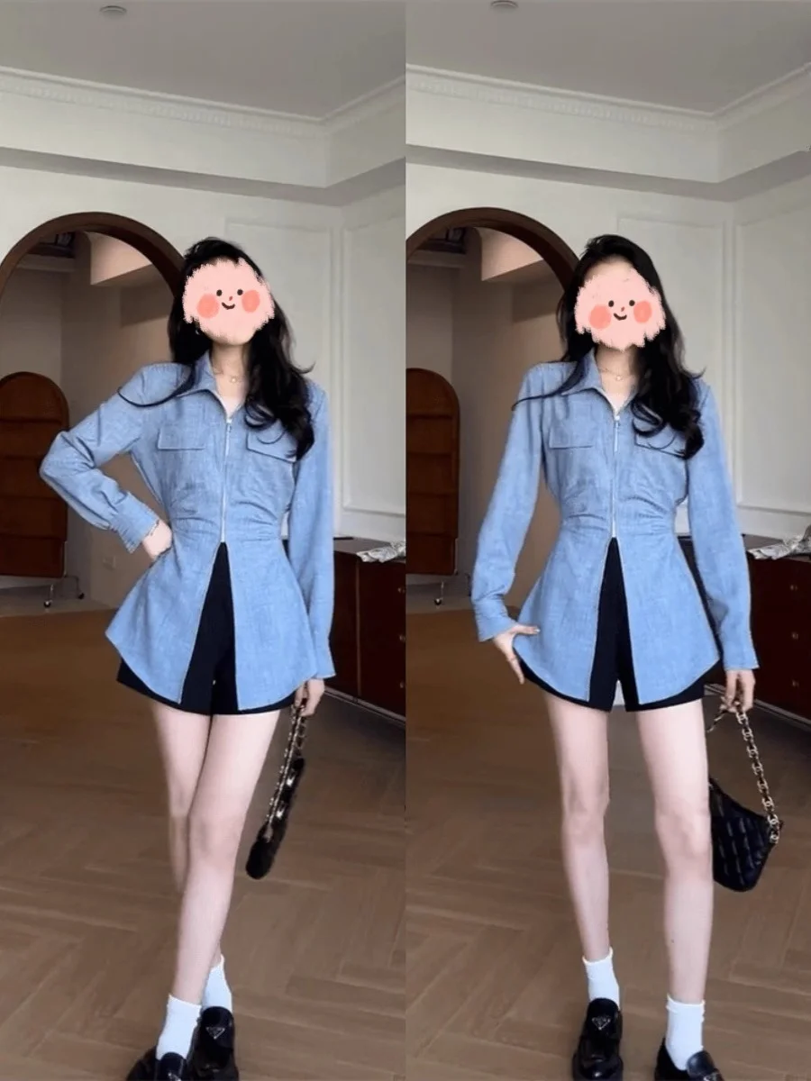 

Женская блузка с длинным рукавом и воротником, приталенный крой, осенняя новинка, большие размеры, с драпировкой на талии