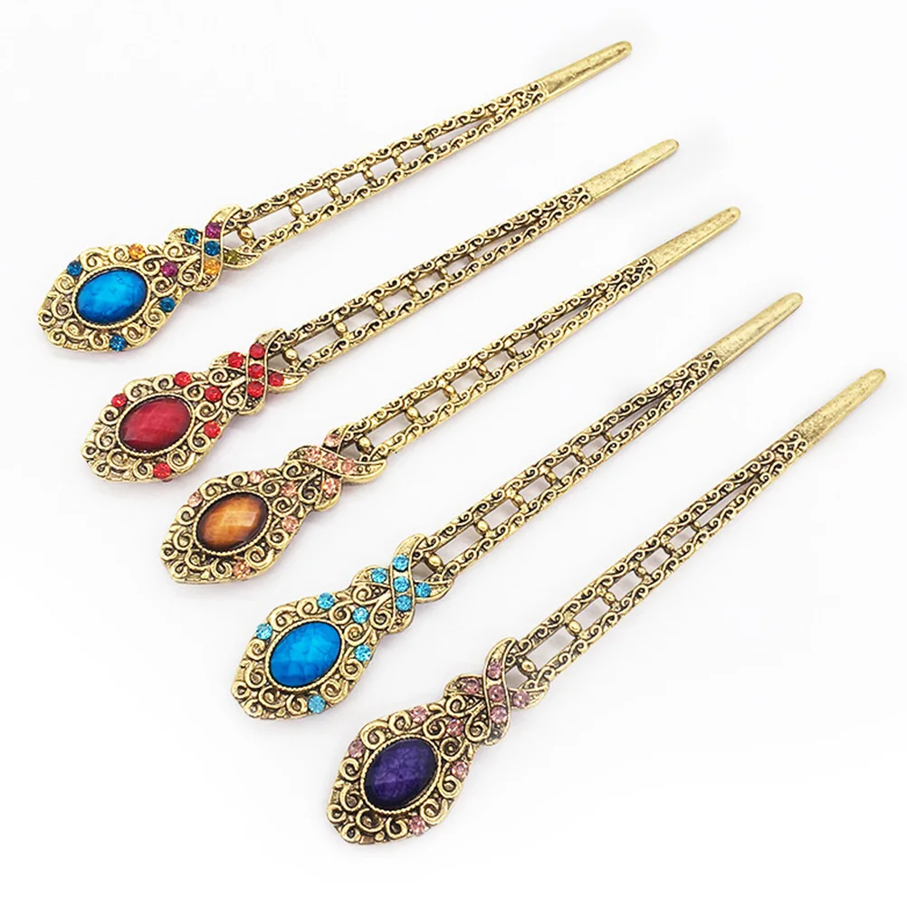 

Vintage Chopsticks Rhinestones Alloy Sticks Long Hair Styling Accessories Bun Hairpins Women Gifts Chinese