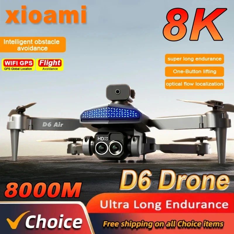 For Xiaomi D6 Drone 8K Aerial Photography 5G WiFi Obstacle Avoidance and Remote Control Aircraft Suitable for Adult Child Toys