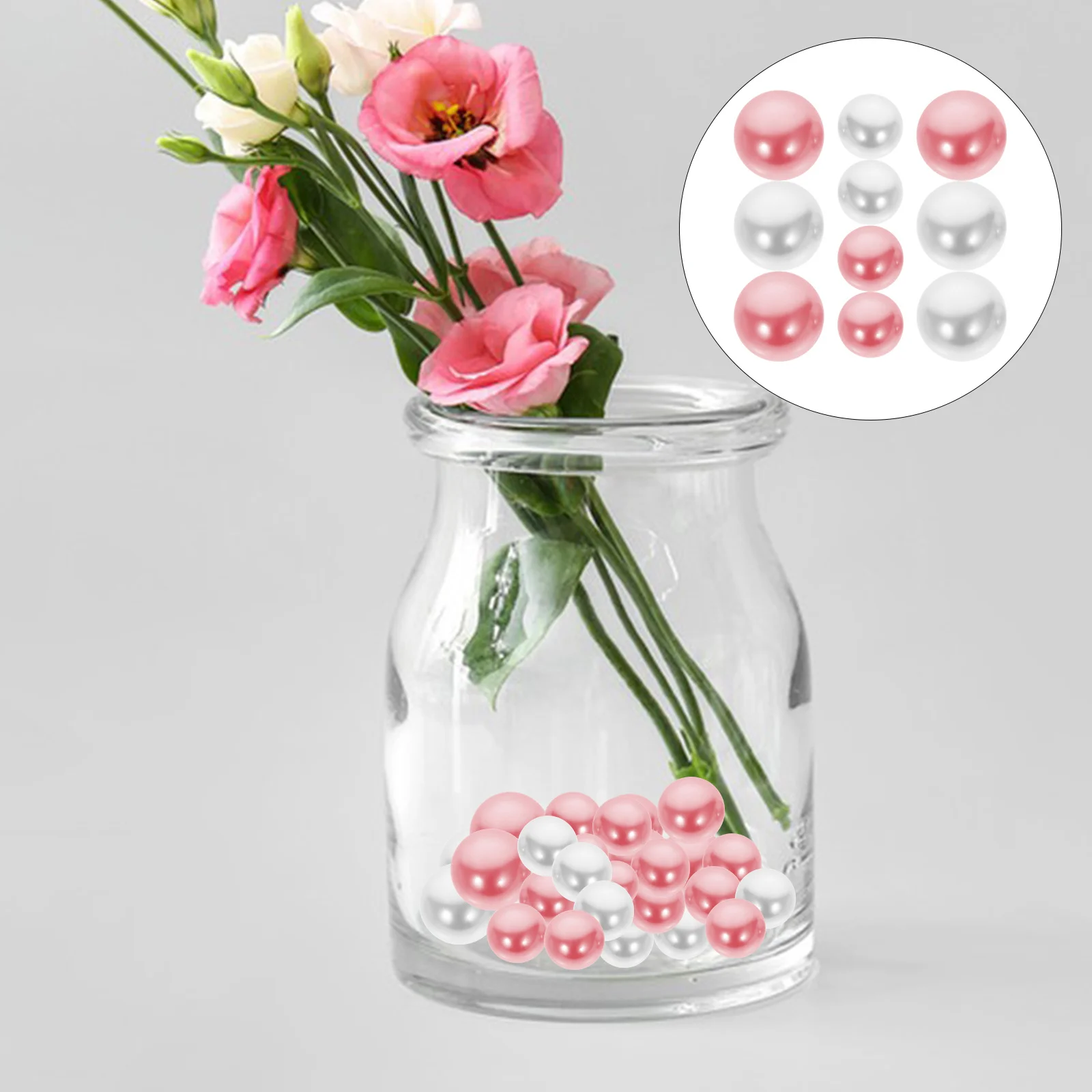 

300Pcs No Hole Pearl Beads Vase Filler Smooth ABS Material Perfect for Vase Decorations Craft Projects and Wedding Centerpieces