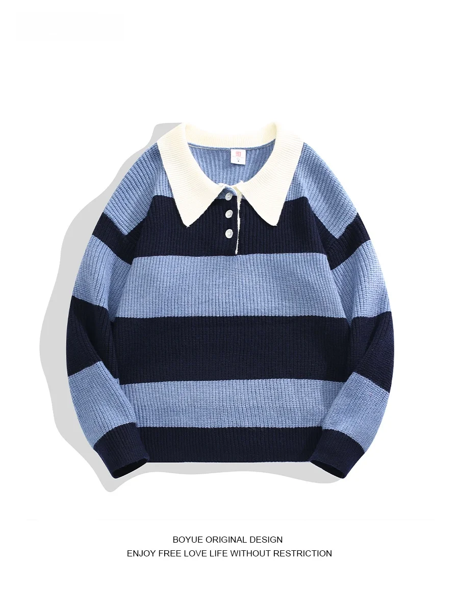 

Свитер BOYUE в стиле ретро с цветными полосками, вязаный, повседневный, свободного кроя, осенний, длинный, молодежный, трендовый