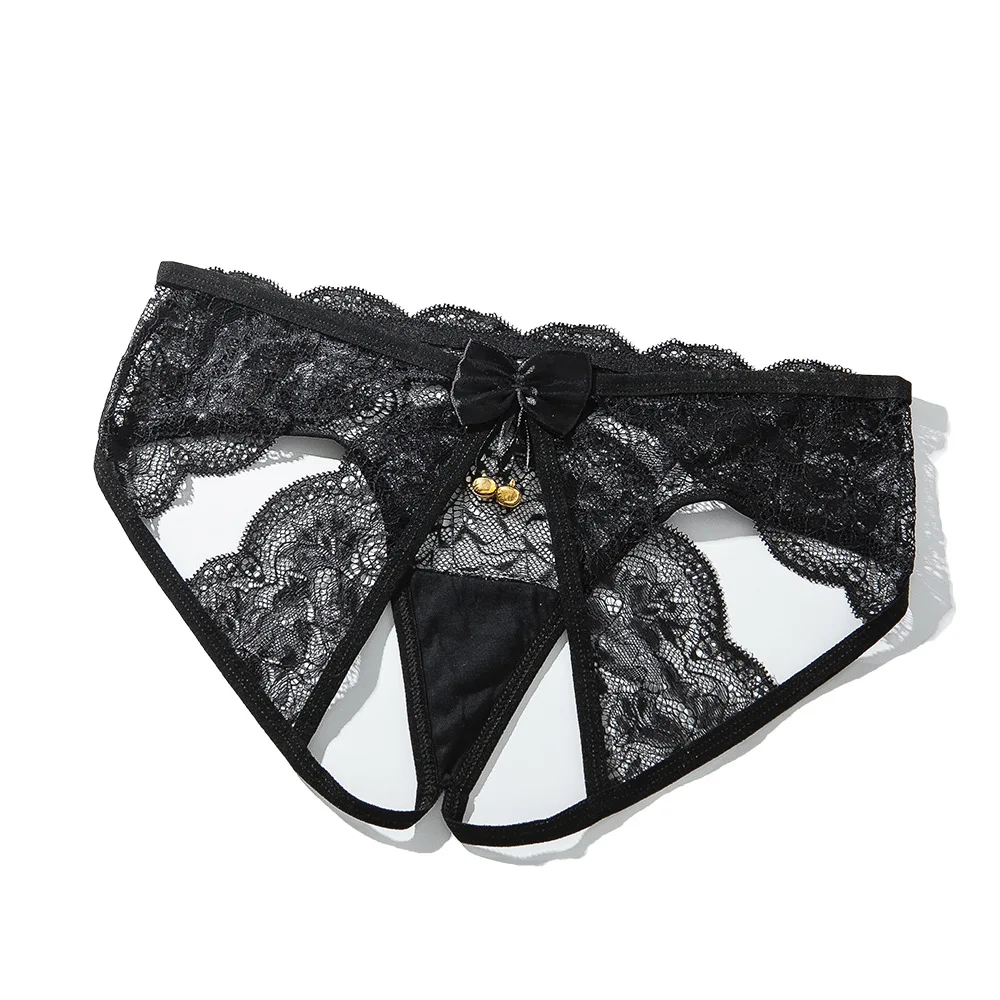 

VondEdge Panties Women's Sensual Erotic Panties Lace Black Temptation Flirting Bell Tease M-L Size (40KG-70KG)