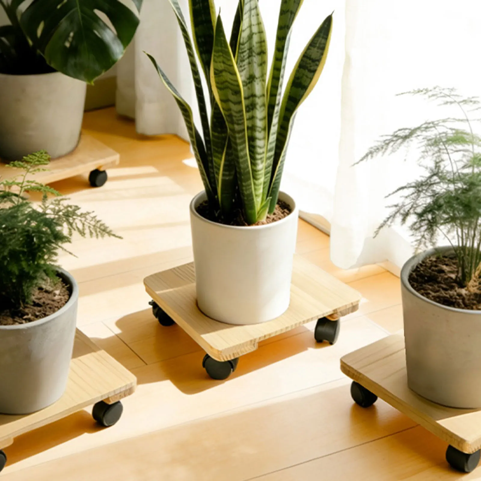 

Gardening Pot Stand with Wheels garden accessories Square Strong Load Capacity planting supplies Roller Planter Stand for Patio