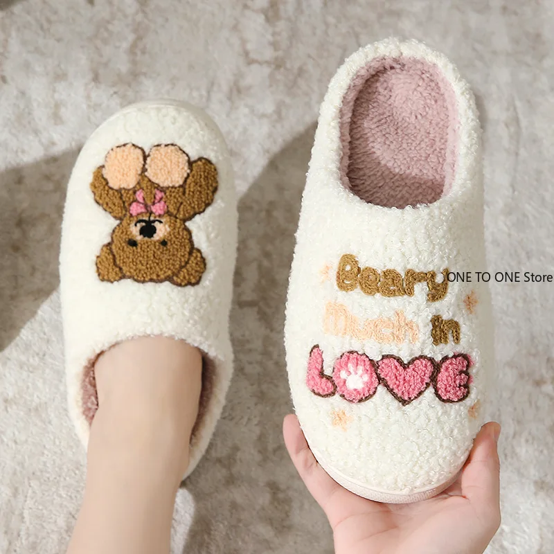 

Cotton Slippers Women Flowers Slides Female Thick Bottom Soft Winter Home Indoor Warm Non-slip Slippers Fluffy Shoes Wholesale