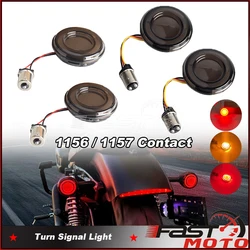 Luz indicadora de señal de giro estilo bala LED, lámpara de freno para Harley CVO Touring Electra Glide Sportster XL883 1156/1157 Dyna, 1200