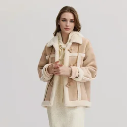 Semir cappotto donna fibbia risvolto sciolto retrò letterario 2024 inverno nuova imitazione pelle scamosciata imitazione pelliccia di coniglio giacca