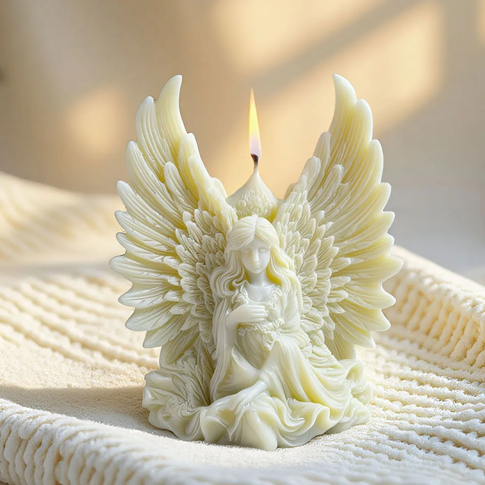 Winged Angel Soywax Candle Silicone Mold 3D Flower Fairy Painting Gypsum Resin Mold DIY Beauty Sculpture Aromatherapy Home Decor - view 2