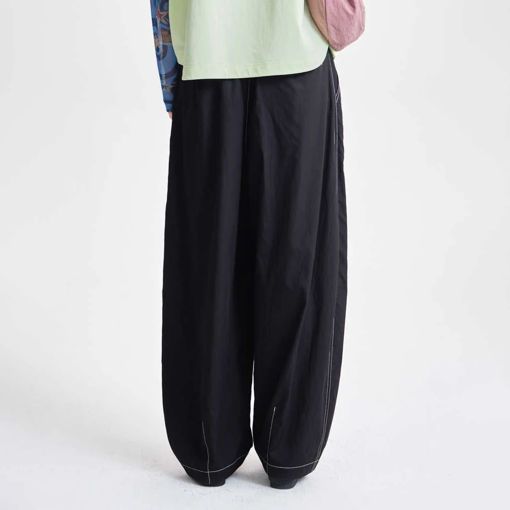MOVEUP Loose Straight Leg Pants 2026 Autumn New Pocket Elastic Back Waist Gathered Hem Commuting Casual Trousers 3ELC20110