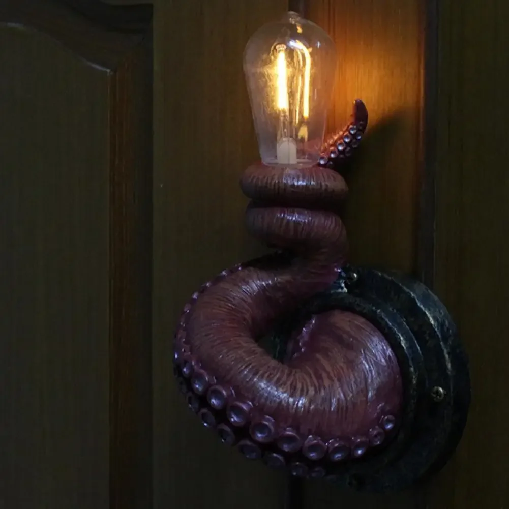 Wall Sconce Light Octopus Tentacle Shape Realistic Resin Creative Animal LED Wall Aisle Lamp for Bar