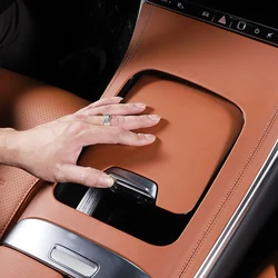 Car Styling Center Control Panel PU Pad Decorative Cover For Mercedes Benz GLC-Class X254 GLC300L 2023-2024 Parts ,Stone Brown
