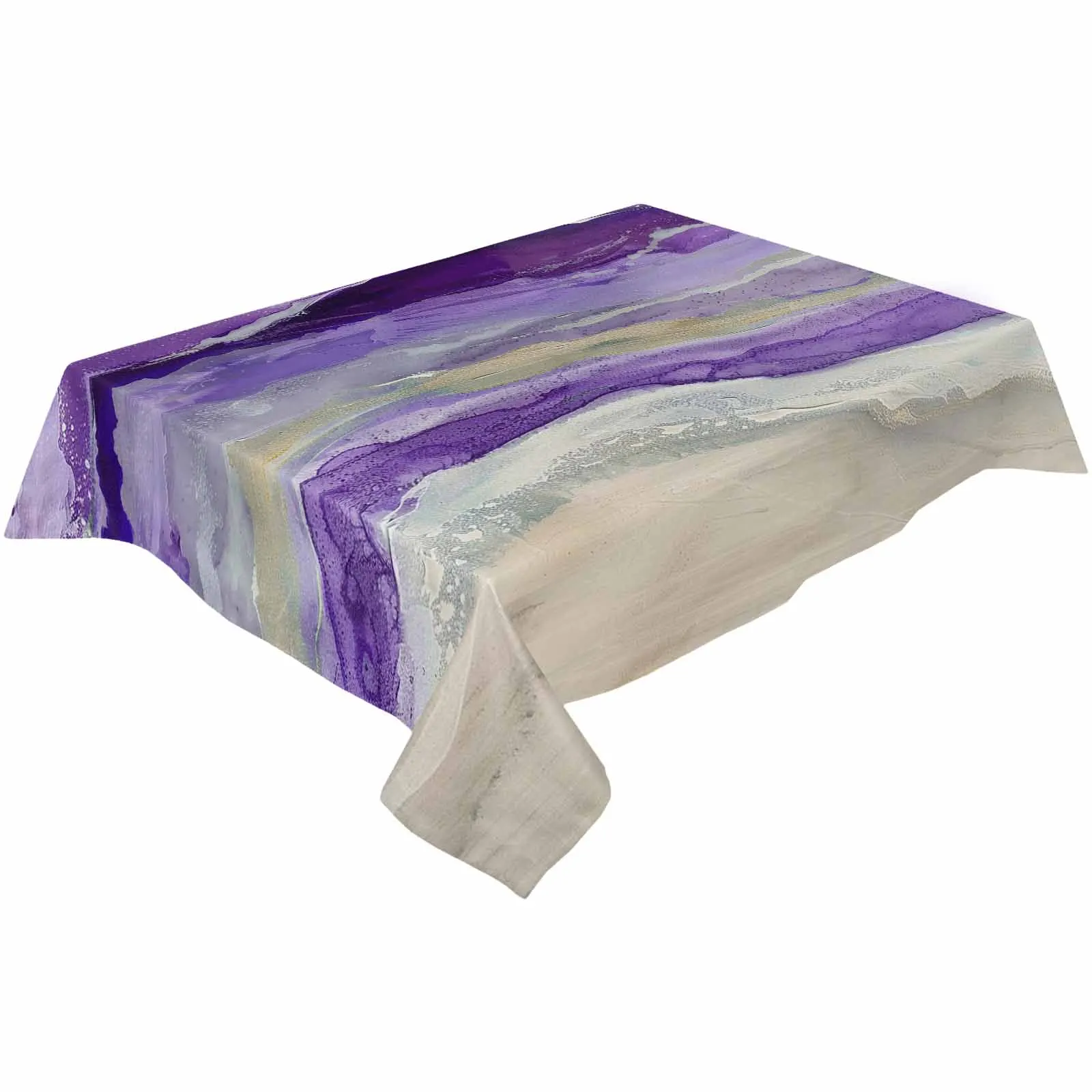 

Wave Gradient Abstract Purple Tablecloth Holiday Dining Table Decor Table Cover Rectangular Wedding Decoration Tablecloth